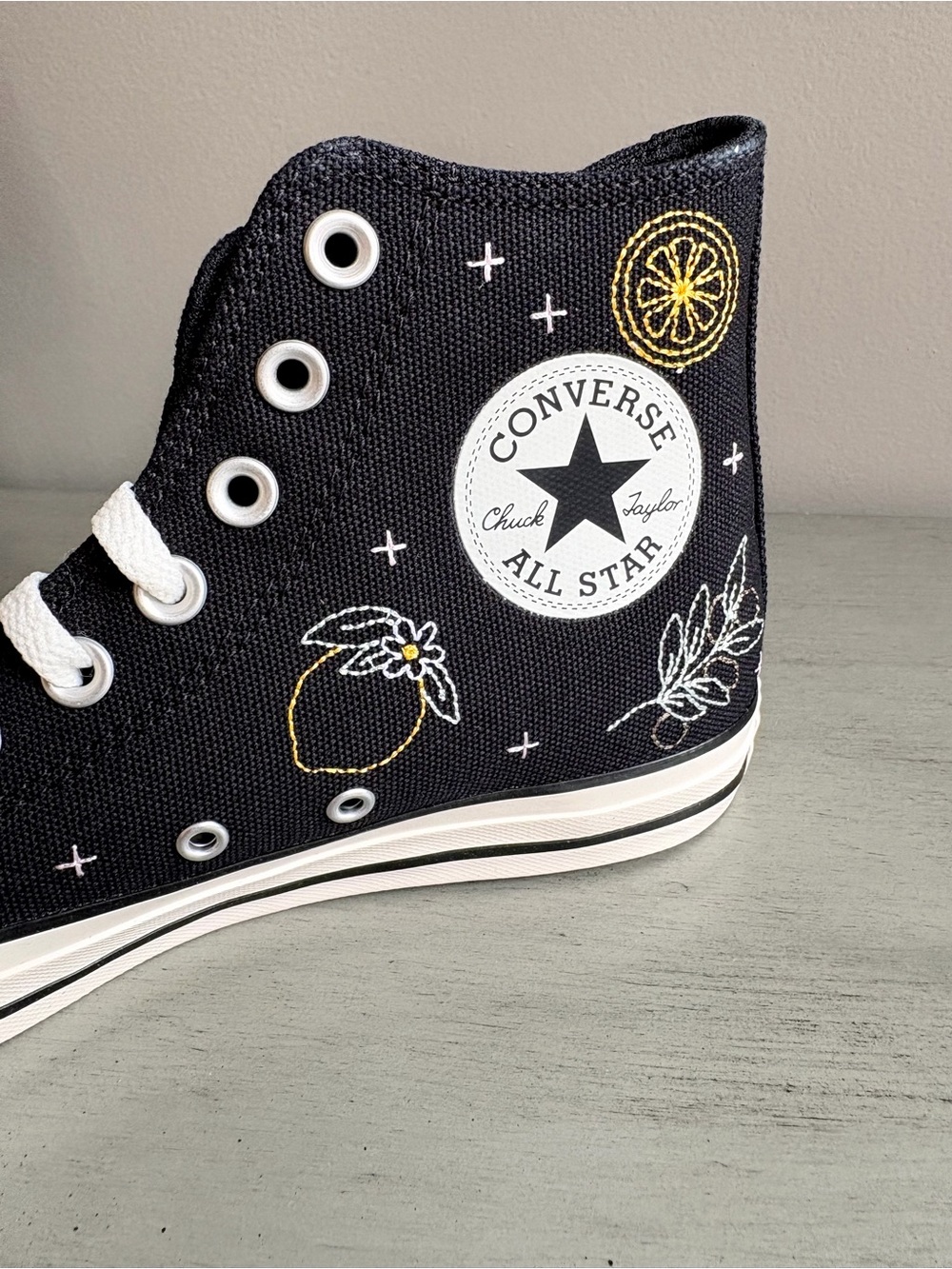 Converse Chuck Taylor All Star Black Embroidered High Top Lace-Up Women 8.5 NEW - Picture 11 of 16
